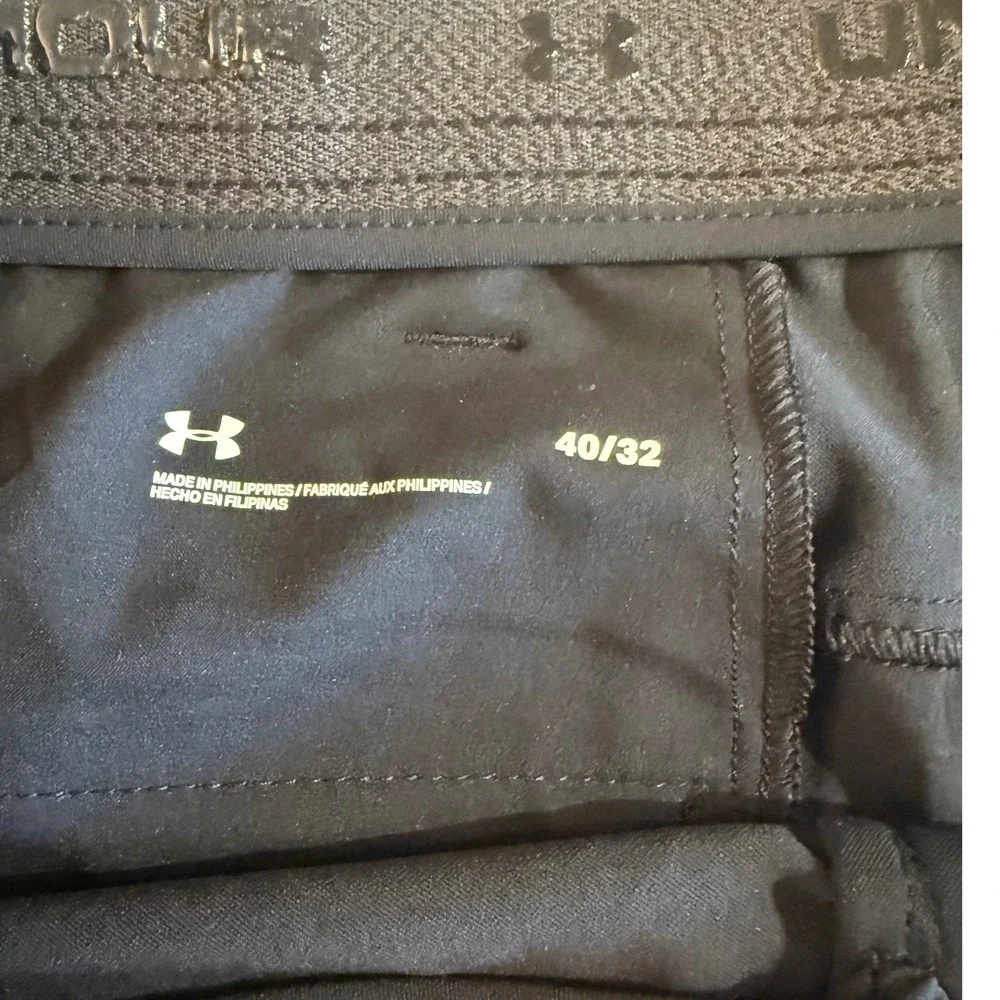 Under Armour Mens Golf Pants Black 40x32 Straight Leg Flat Front‎ Performance